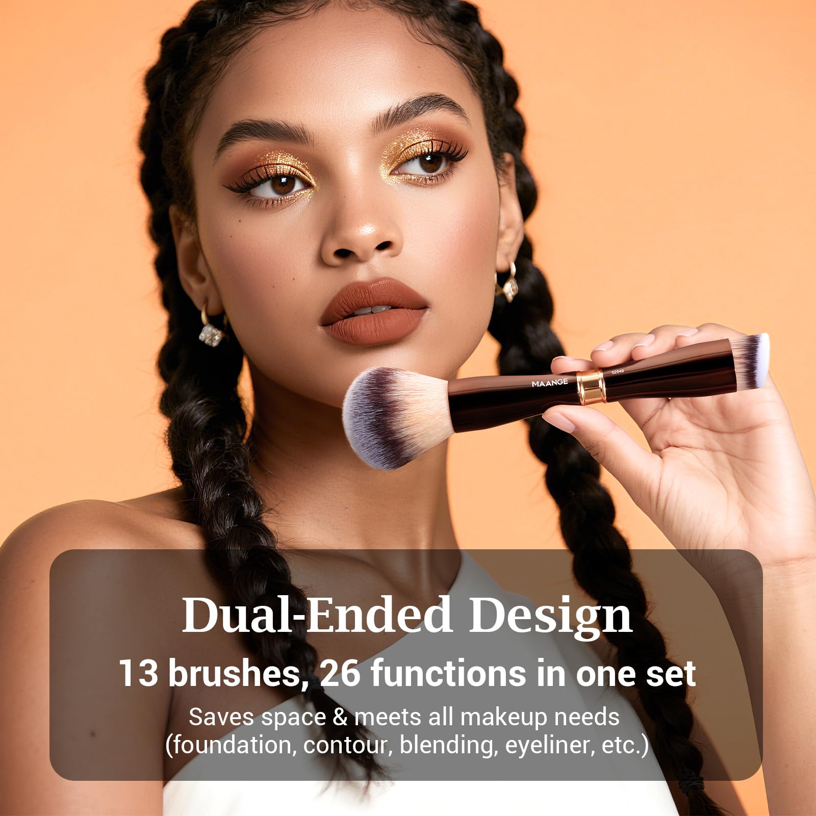 MAANGE dual-ended concealer brush enables precise blending for edge control.