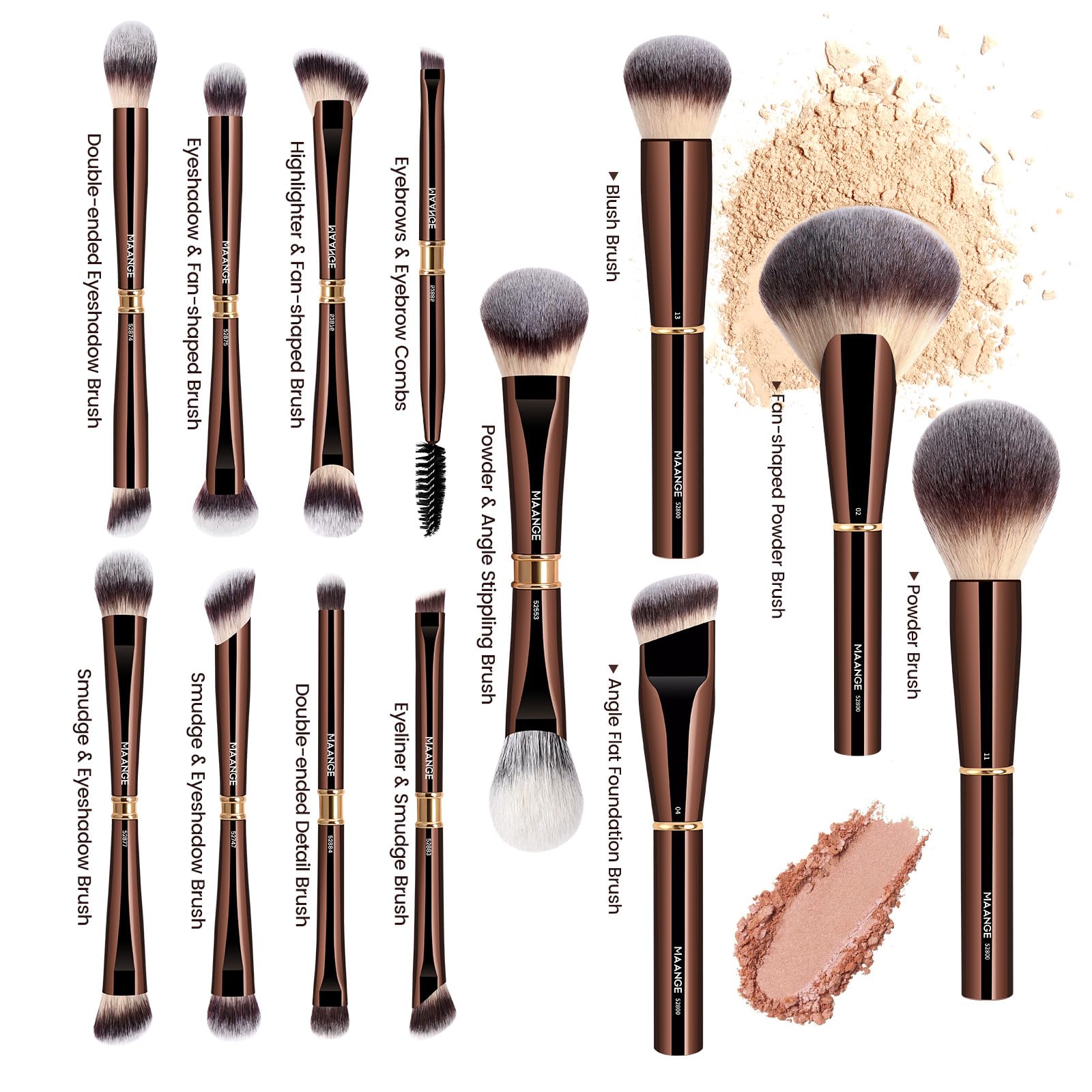 MAANGE dual-ended eye brushes offer versatile shading, lining, and blending in one tool.