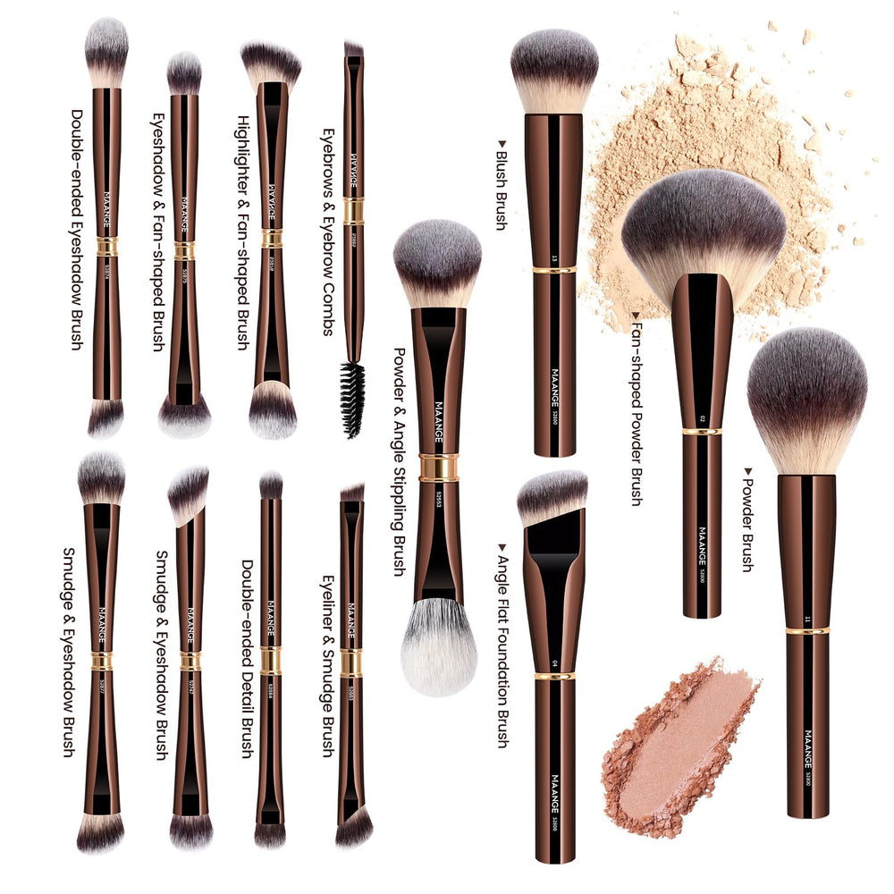 MAANGE dual-ended eye brushes offer versatile shading, lining, and blending in one tool.