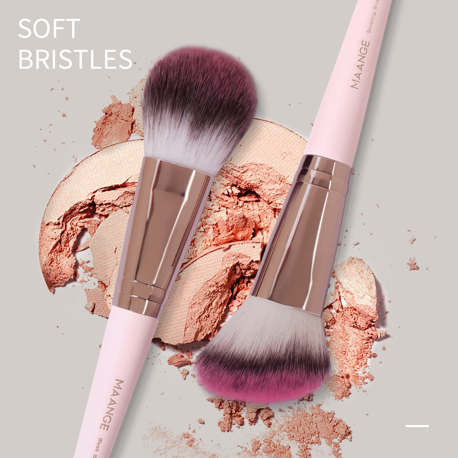 MAANGE face kabuki brush with large soft bristles for seamless blending.