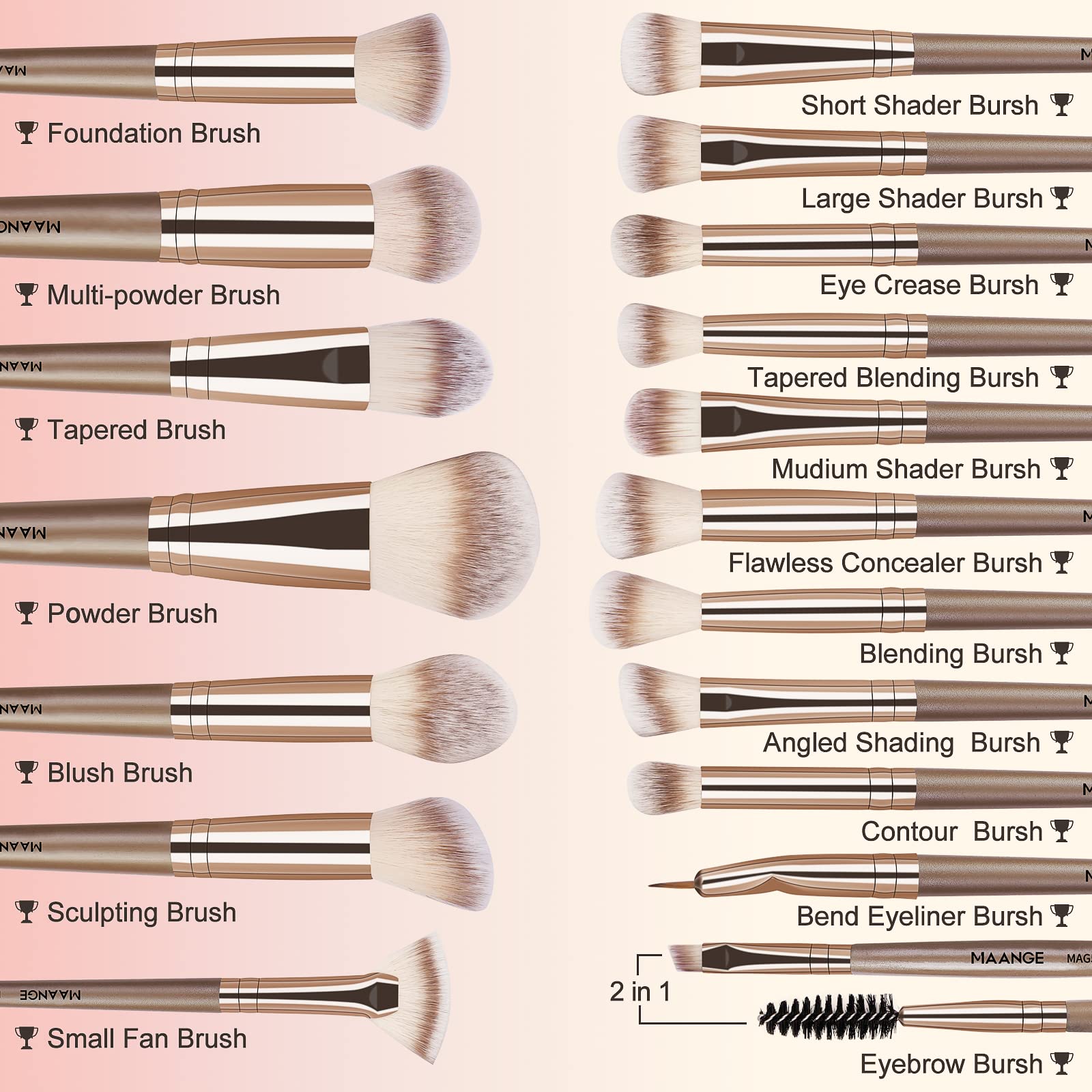MAANGE foundation brush provides seamless blending for even skin tone.