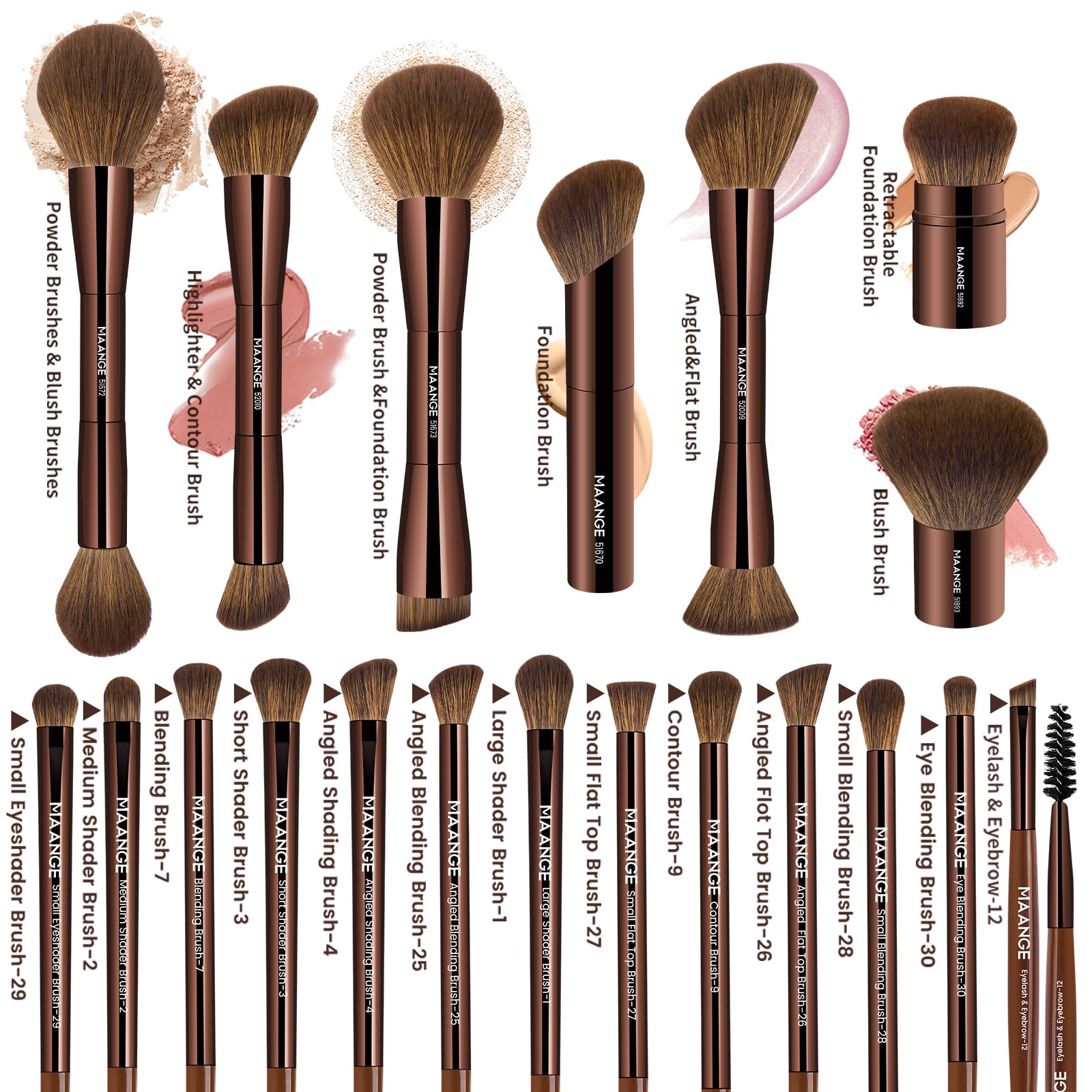 MAANGE foundation brushes with soft bristles for smooth, even coverage