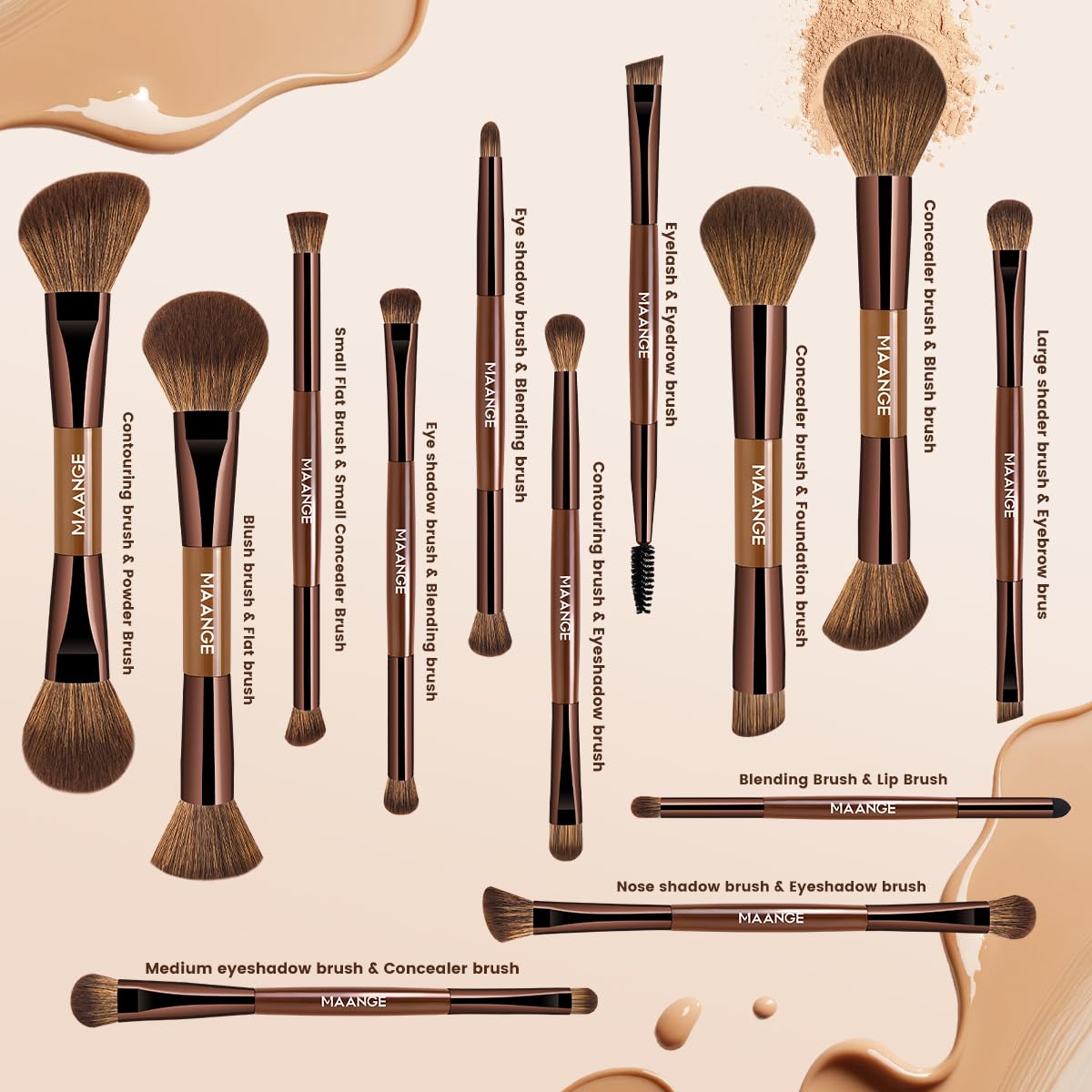 MAANGE foundation brush in action with smooth liquid foundation
