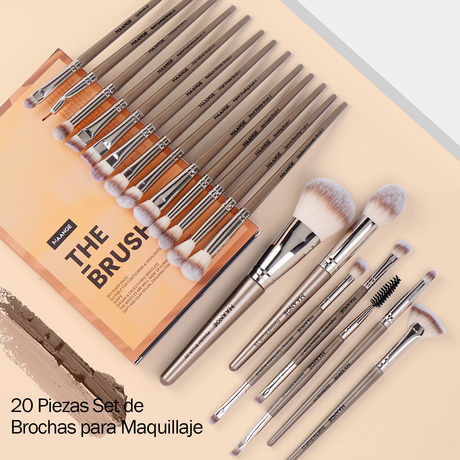 MAANGE gift box makeup brushes photographed, ready for gifting.