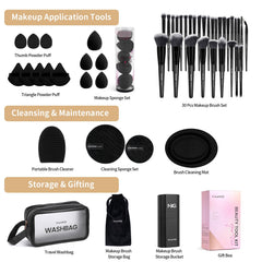 MAANGE brushes in the case with labeled handles aid quick tool identification.