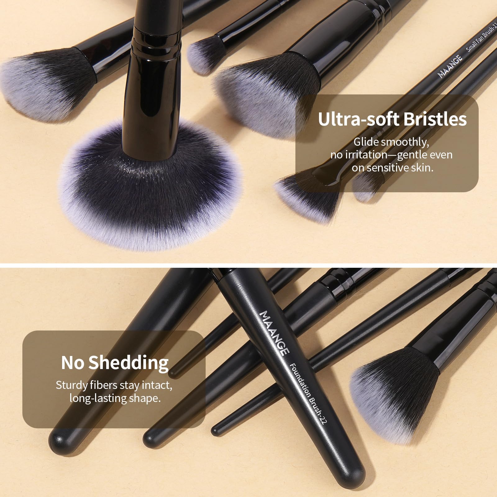 MAANGE sponges and triangle puffs included for flawless base application.