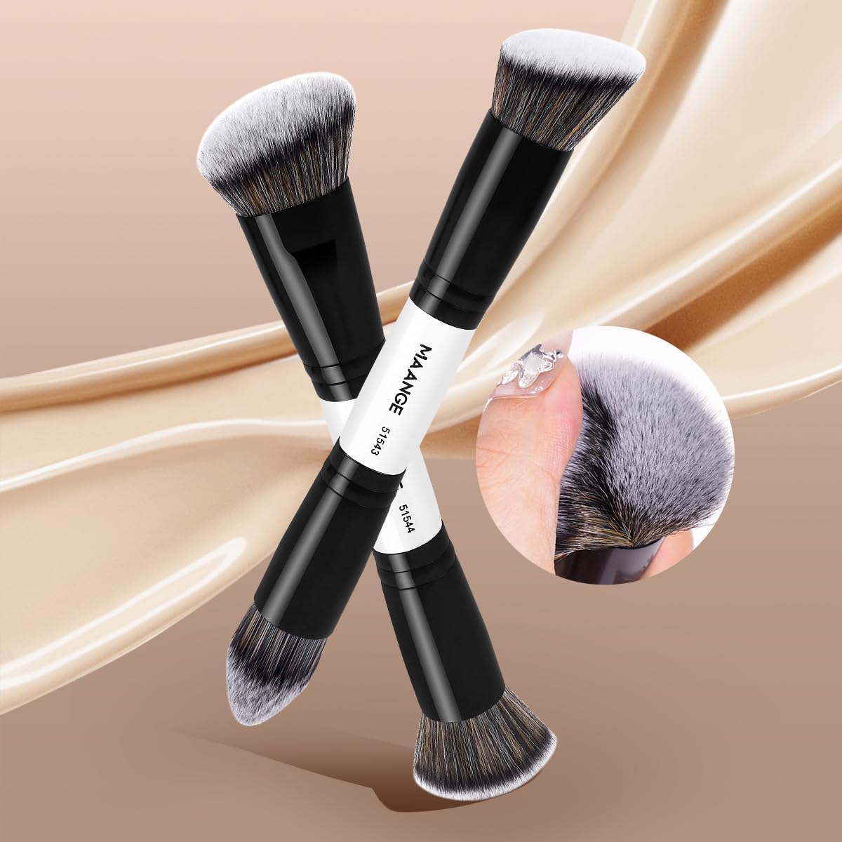 Maange minimalist professional design brushes resting on vanity for stylish tools.