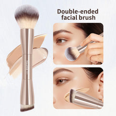 MAANGE rounded kabuki brush hugs curves for even powder or cream blends.