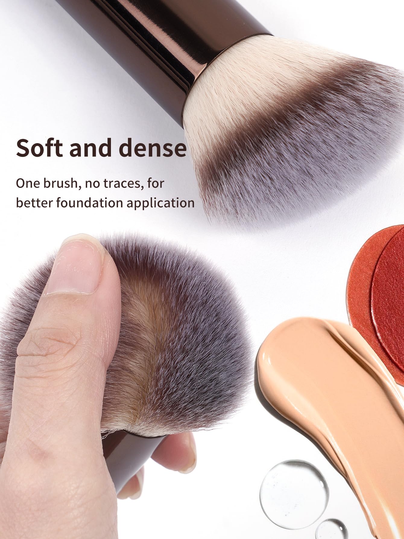 MAANGE soft bristles close-up, luxe feel for smooth blending on sensitive skin.