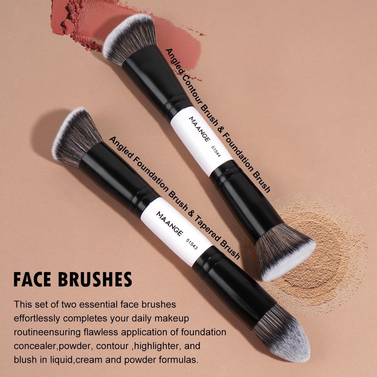 Maange ultra-soft synthetic bristles close-up for smooth makeup application.
