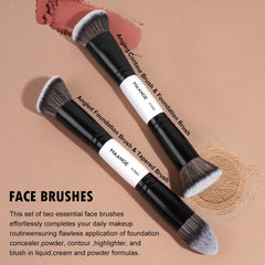 Maange ultra-soft synthetic bristles close-up for smooth makeup application.