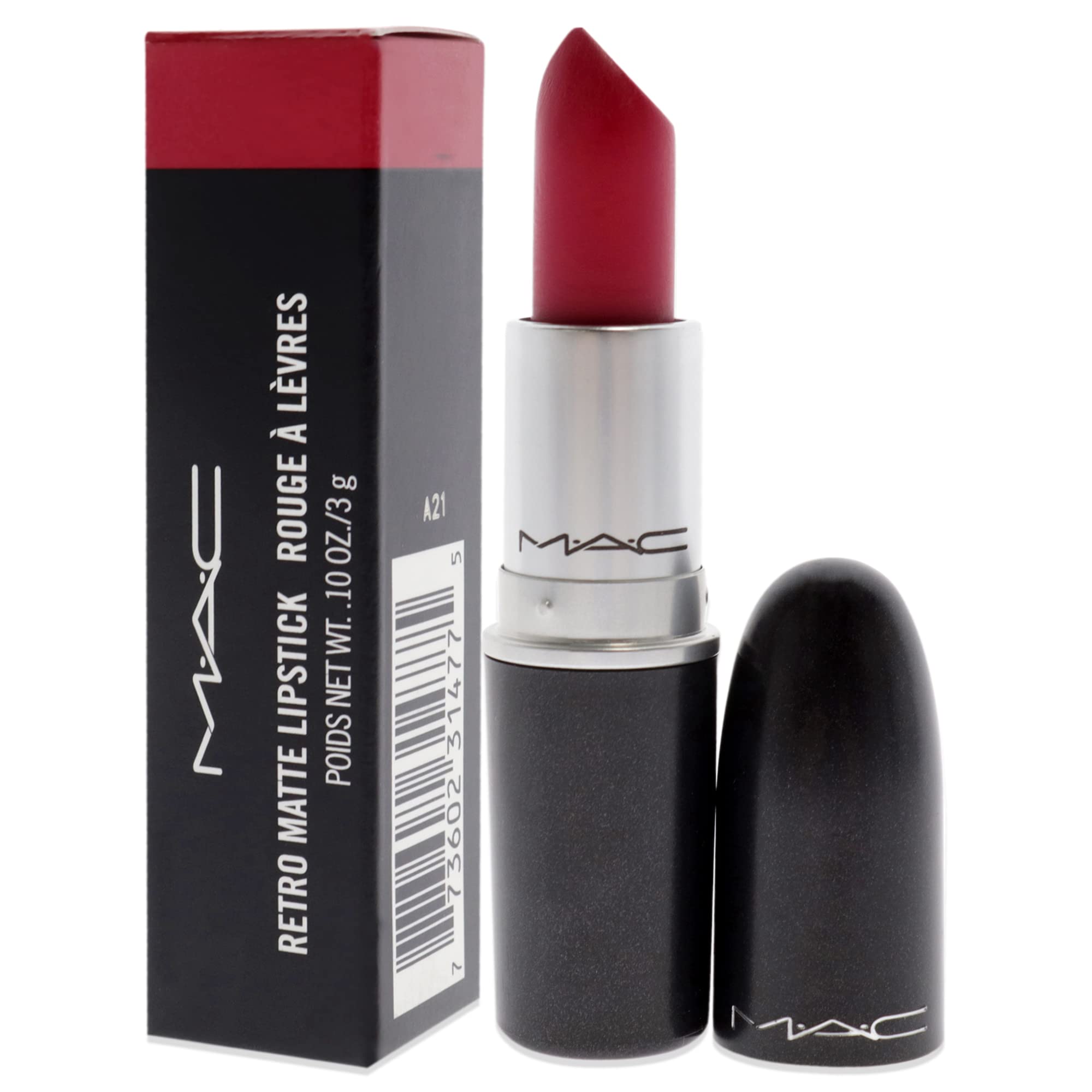 MAC All Fired Up on lips displays long-lasting color with defined edges
