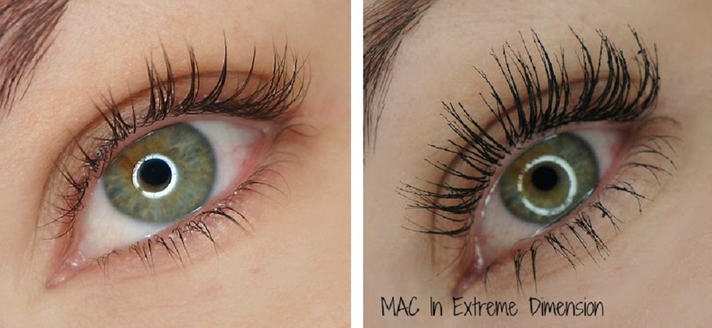 MAC Extreme Dimension 3D lash full volume shows thicker lash appearance.