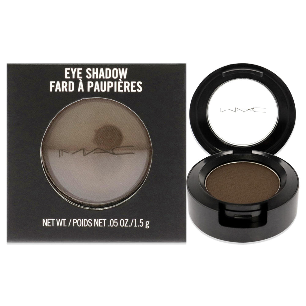 MAC Eye Shadow Brun compact front view for everyday, buildable brown lid color