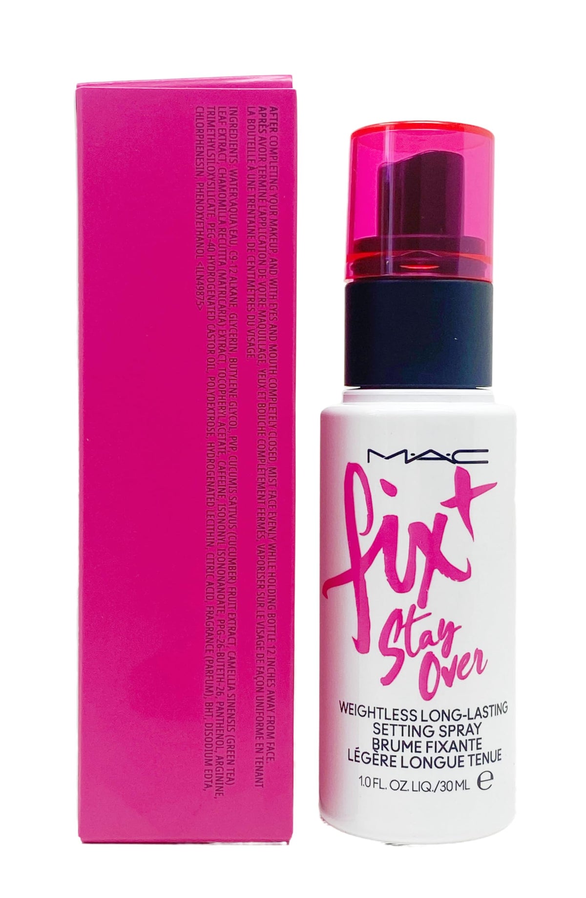 MAC Fix + Stay Over setting spray bottle delivers weightless hold and blue-light protection