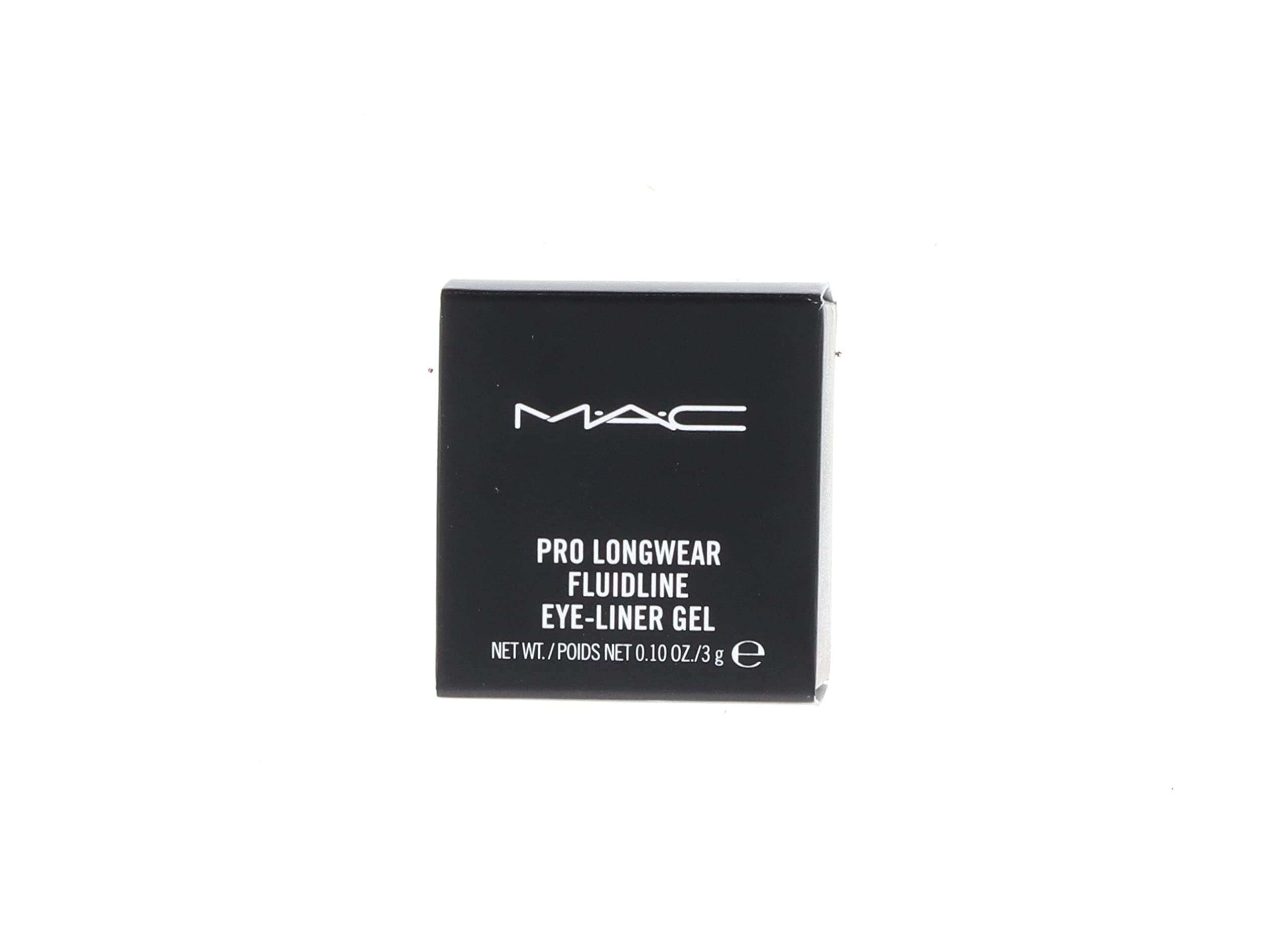 MAC Fluidline Blacktrack packaging closeup shows travel-friendly 3g jar.