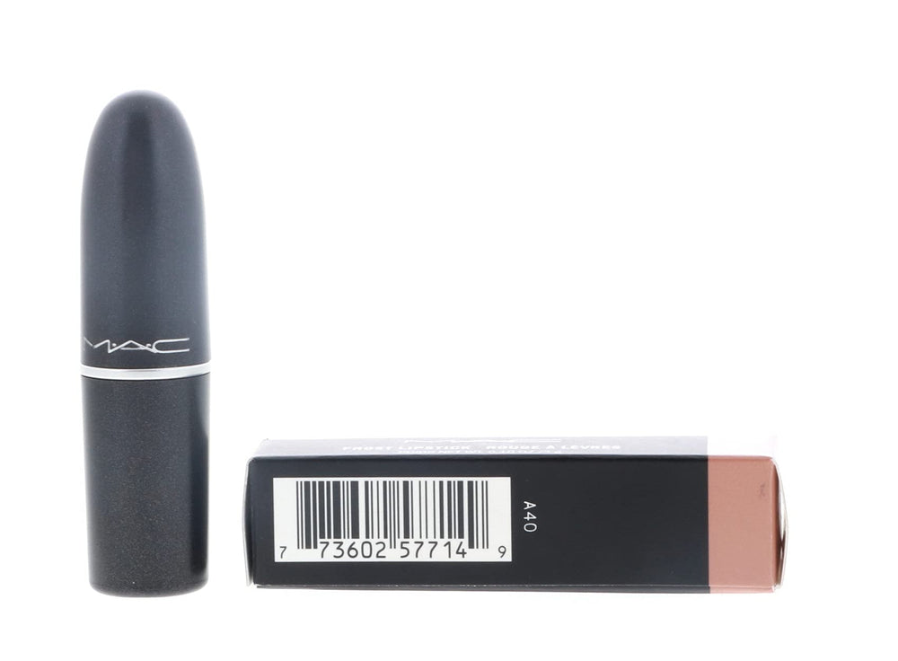MAC Frost Lipstick GEL glossy finish catches light for a radiant smile.