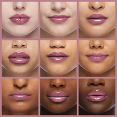 MAC Frost Lipstick Plum Dandy pearlescent finish close-up for luminous lips.