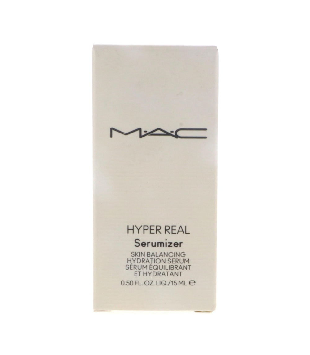 MAC Hyper Real Serumizer application swatch demonstrates skin-balancing texture before makeup.