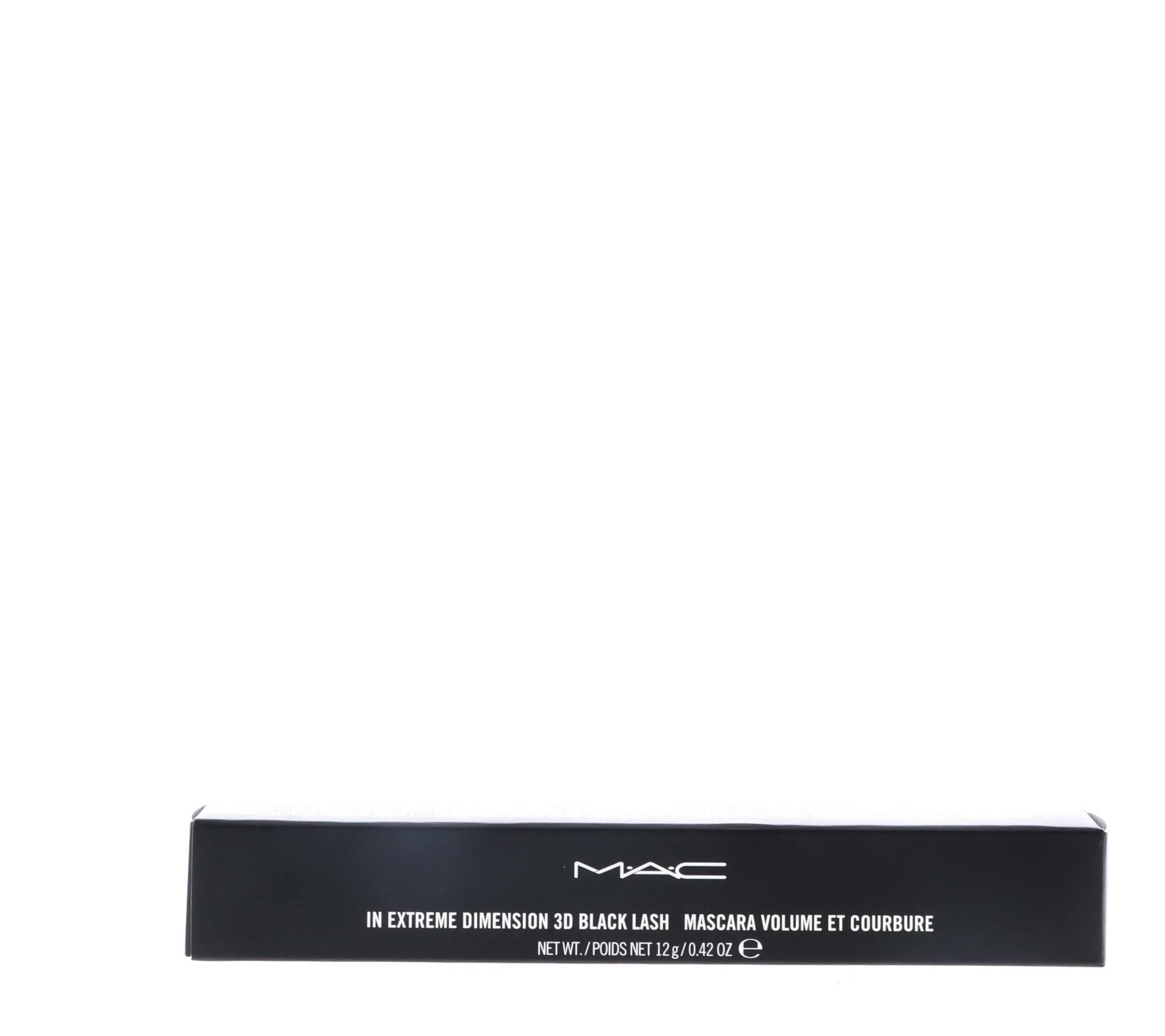 MAC In Extreme Dimension 3D Black Lash Mascara lash swatch reveals glossy black payoff and length
