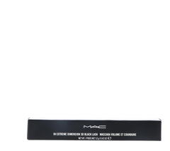 MAC In Extreme Dimension 3D Black Lash Mascara lash swatch reveals glossy black payoff and length