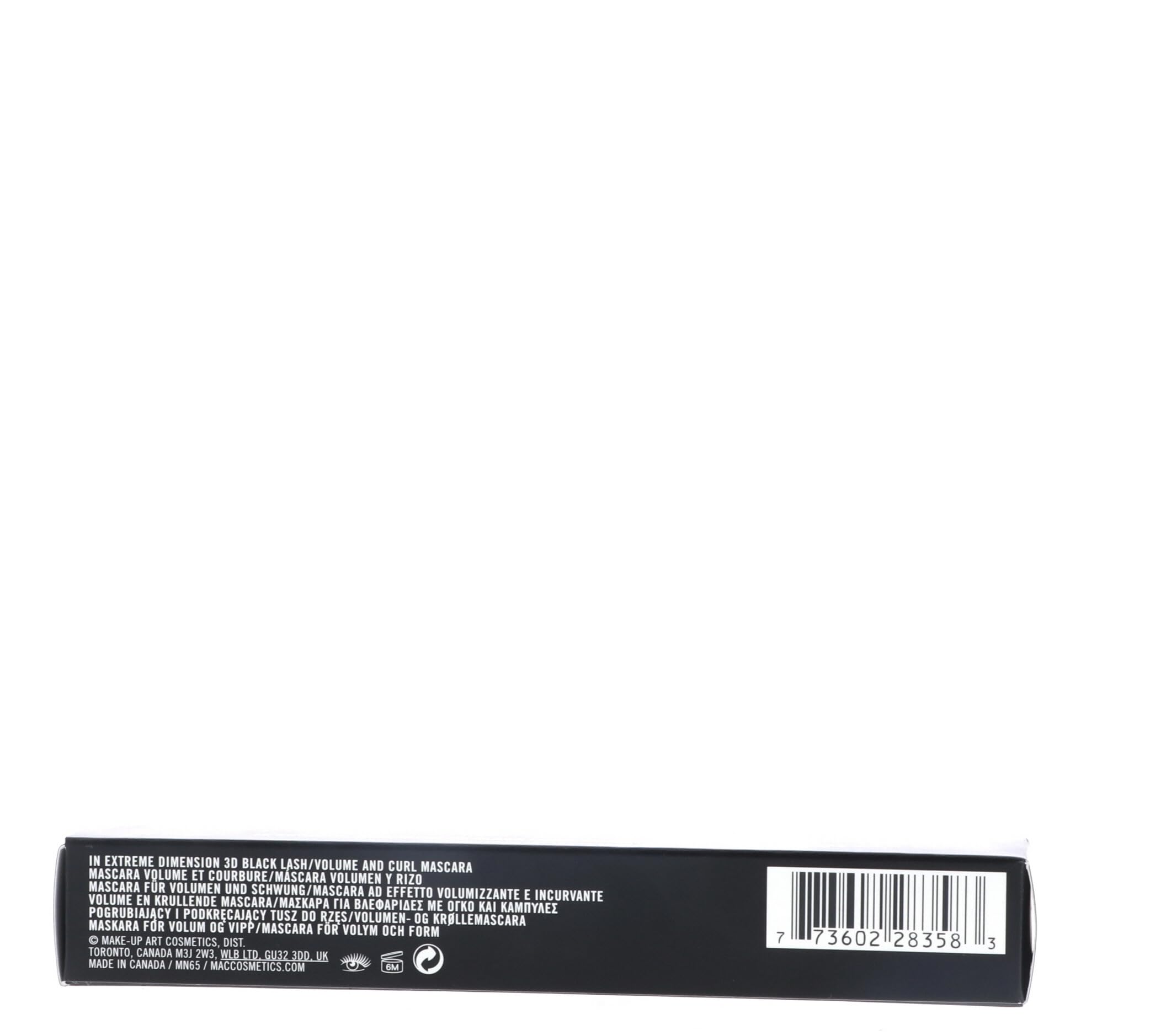 MAC In Extreme Dimension 3D Black Lash Mascara wide-eyed look demonstrates dramatic curl and separation
