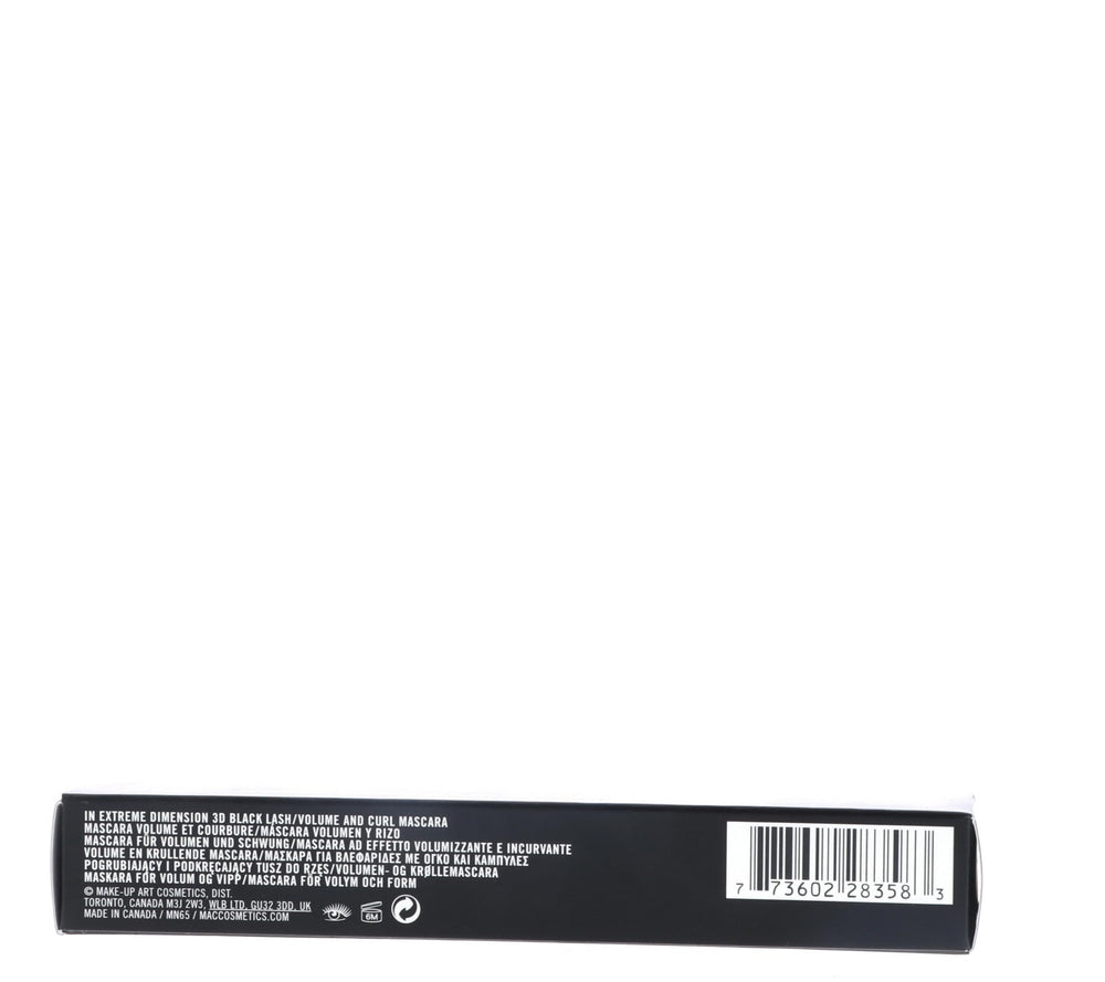 MAC In Extreme Dimension 3D Black Lash Mascara wide-eyed look demonstrates dramatic curl and separation