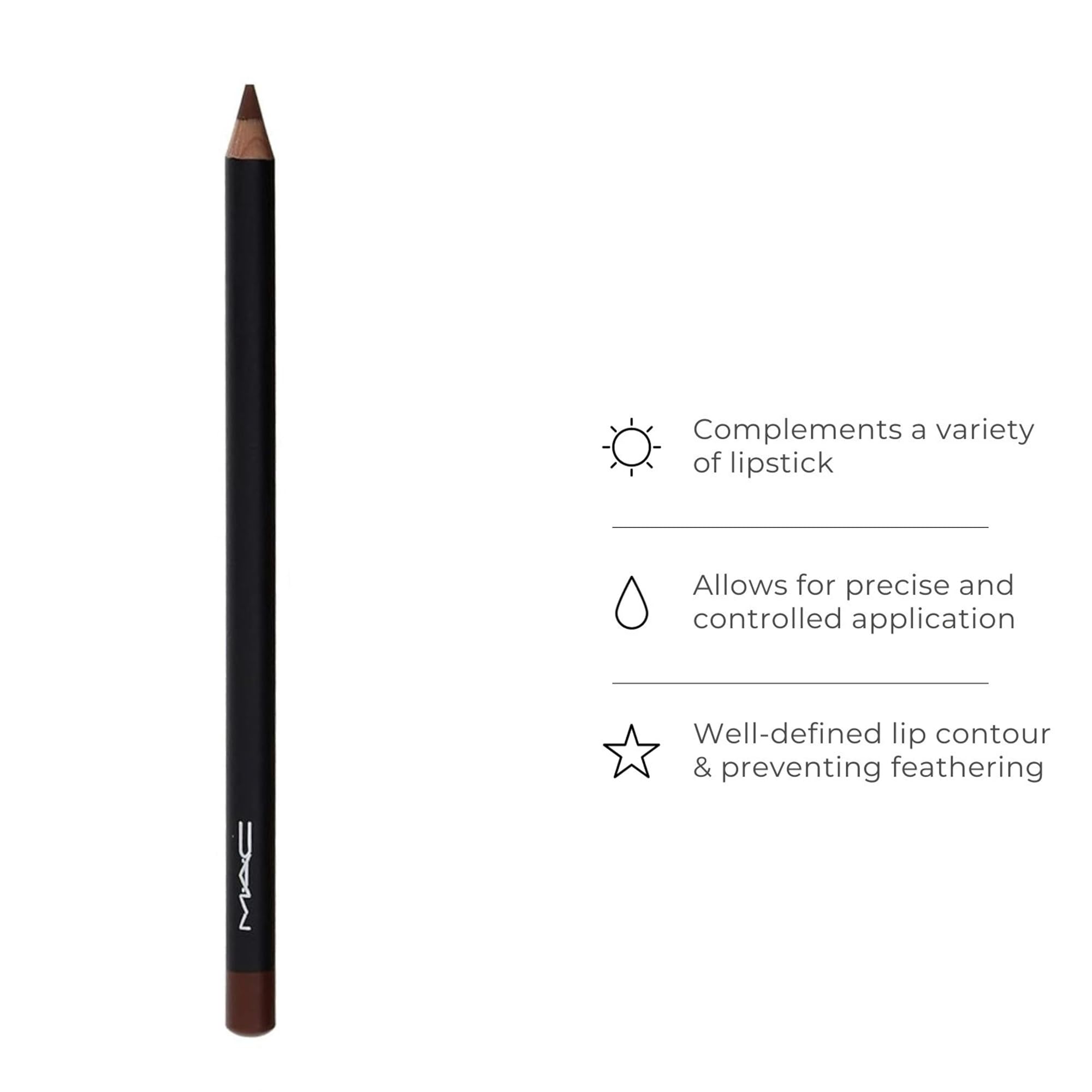 MAC Lip Pencil Cork swatches illustrate versatile neutral tone that pairs with most lip colors.
