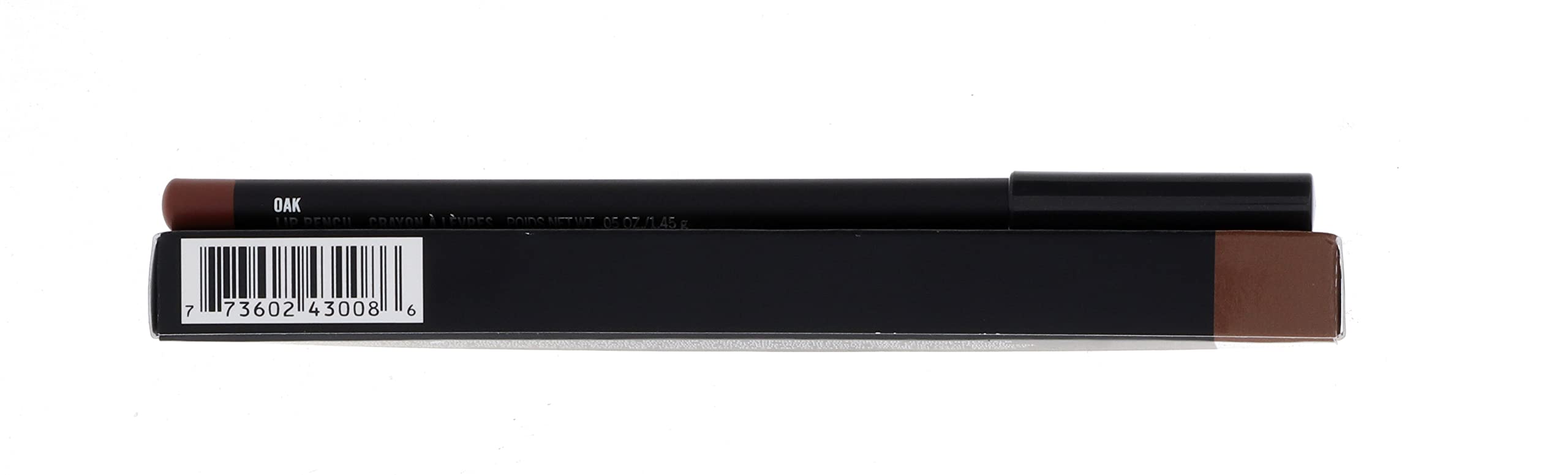 MAC Lip Pencil Oak in sleek packaging emphasizes long-wear lip liner for defined lips.