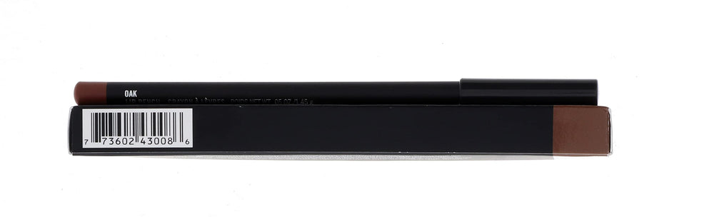MAC Lip Pencil Oak in sleek packaging emphasizes long-wear lip liner for defined lips.