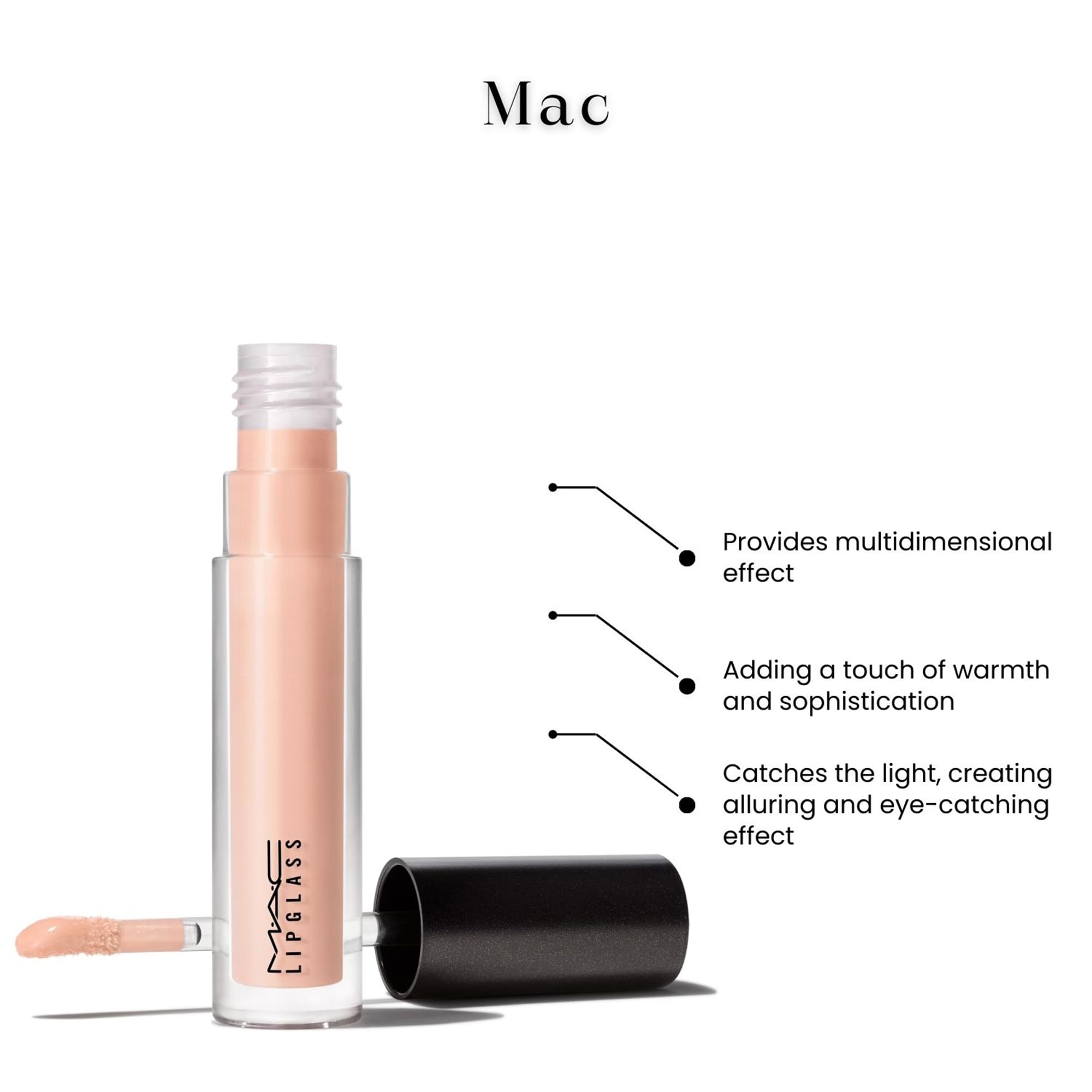 MAC Lipglass C-Thru vanilla scent adds signature aroma.