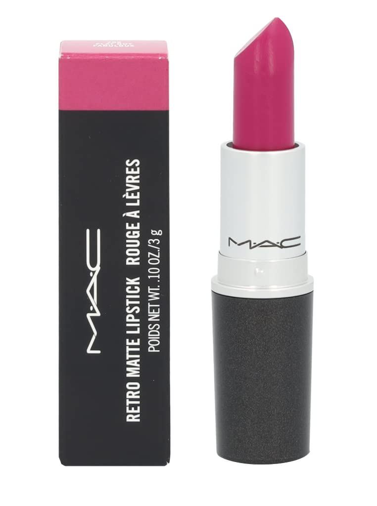 MAC Lipstick Retro Matte 705 front view showcases bold pink shade for daytime looks.