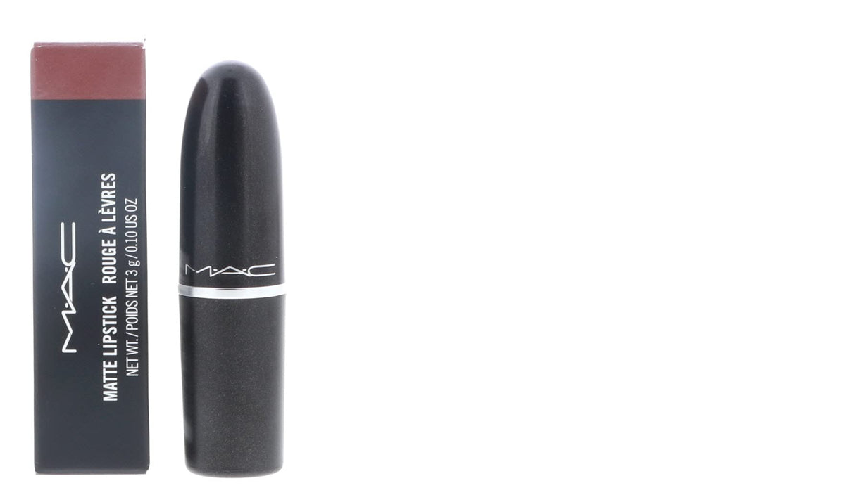 MAC Lipstick Taupe Matte tube shows versatile everyday shade for neutral looks.