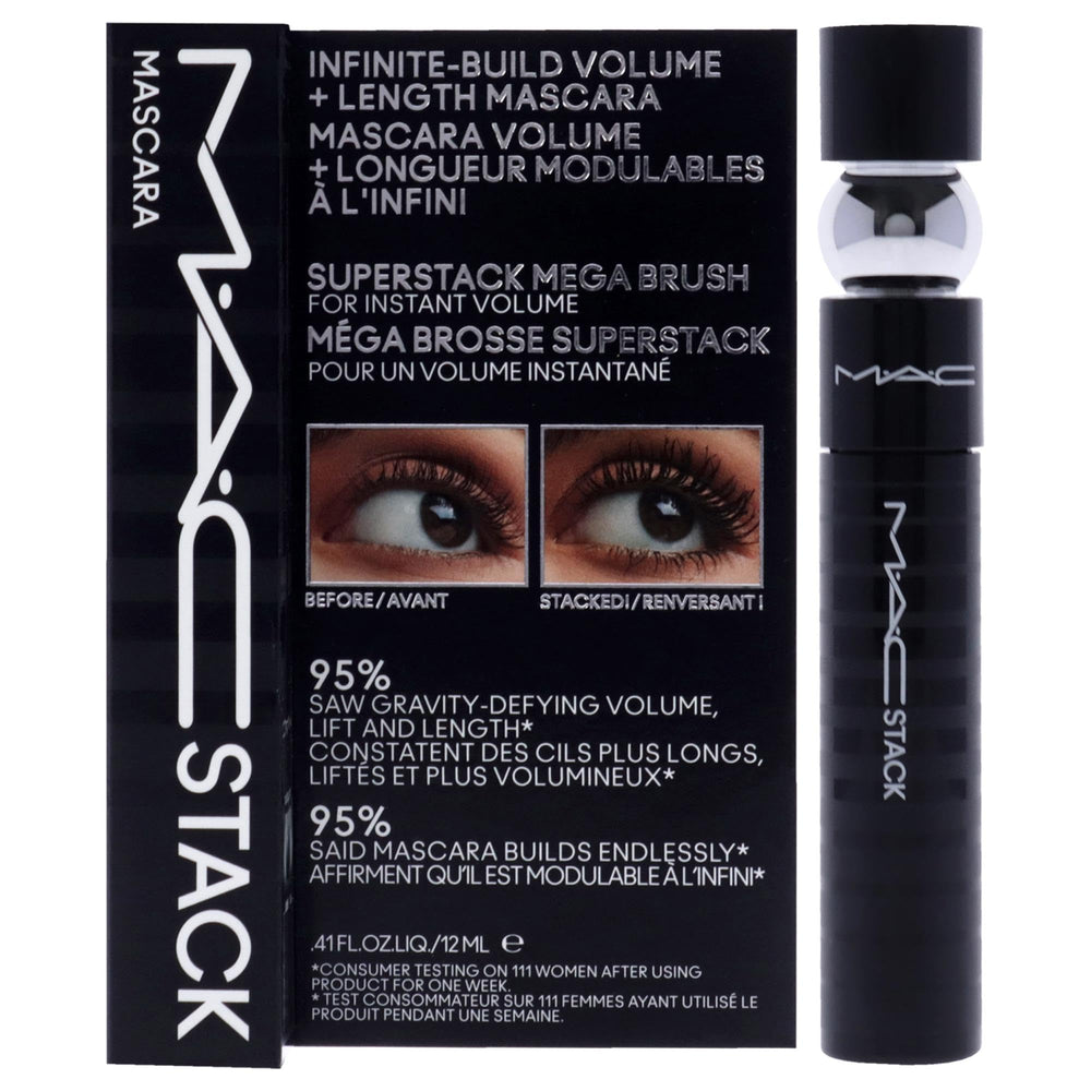 MAC MacStack Mascara Superstack Brush during application delivers instant volume.