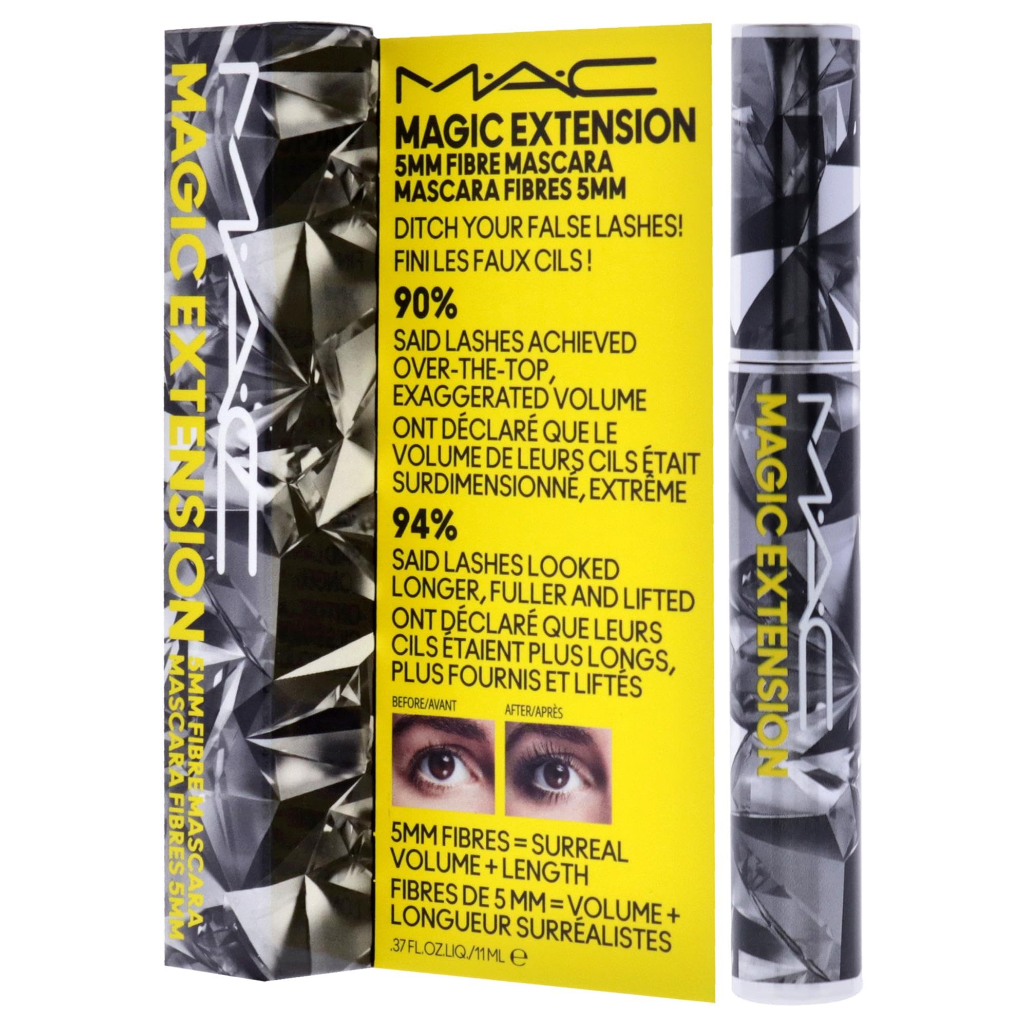 MAC Magic Extension long-lash-look after application shows lengthened lashes and lifted eyes