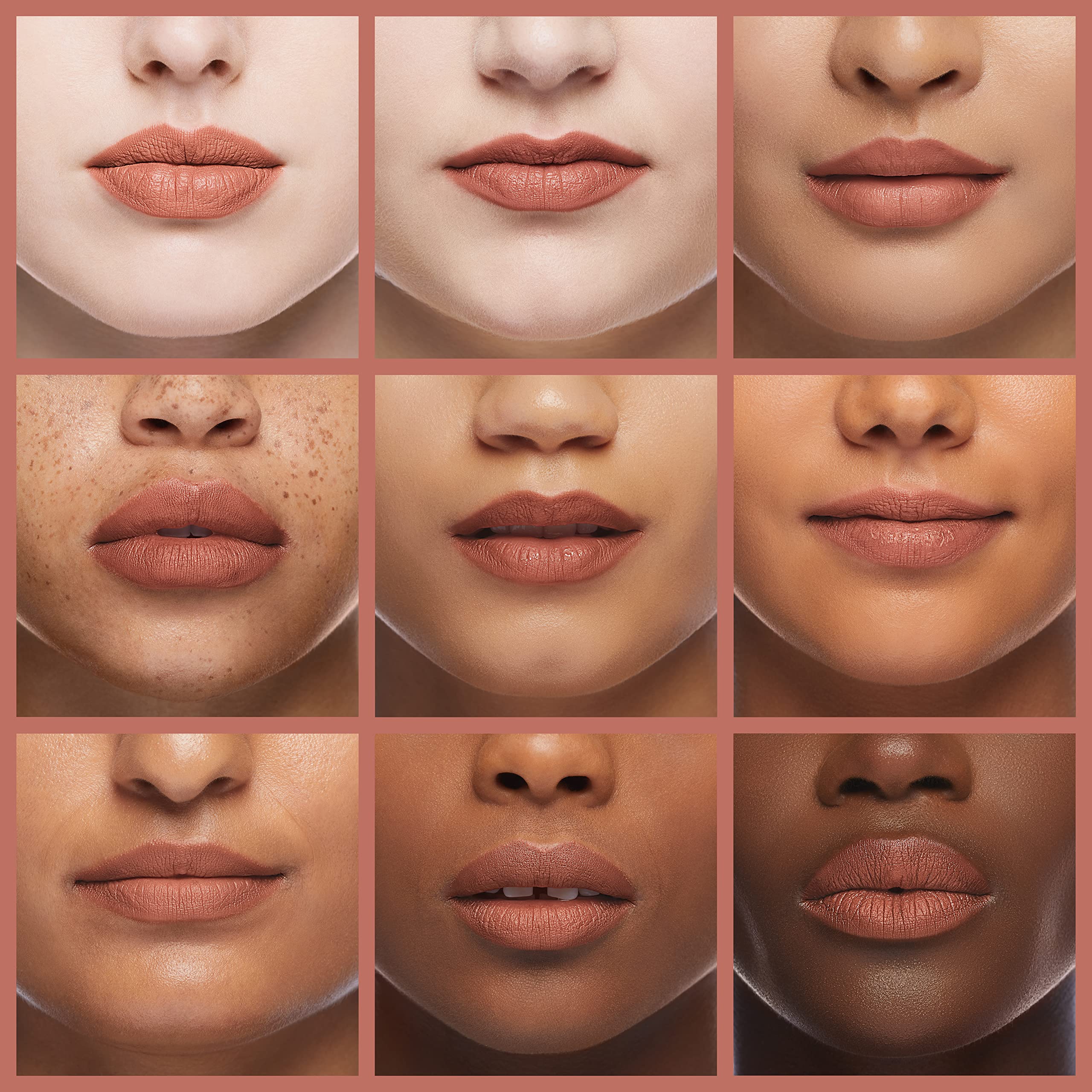 MAC Matte Velvet Teddy lipstick swatch on lips showing defined matte finish for versatile daily wear.