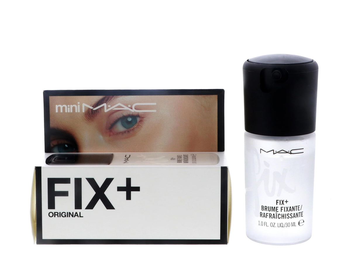 MAC Prep and Prime Fix Plus mini closeup highlighting radiant finish after spray.