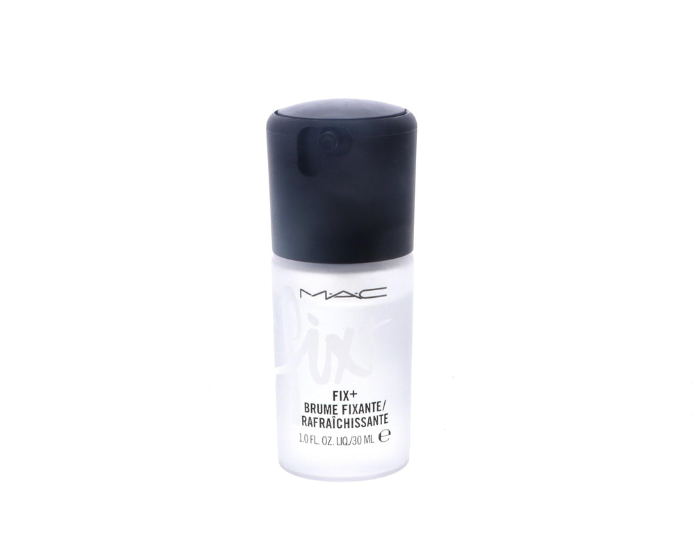 MAC Prep and Prime Fix Plus mini packaging shot emphasizes unboxed, travel-friendly design.