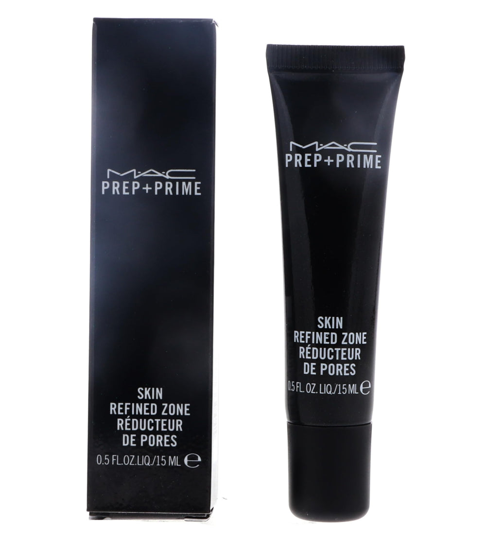 MAC Prep + Prime Skin Refined Zone bottle closeup, pore-refining prep for makeup.