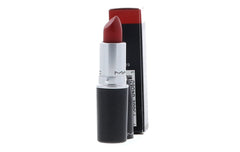 MAC Ruby Woo application close-up highlights long-wearing matte finish for all-day color.