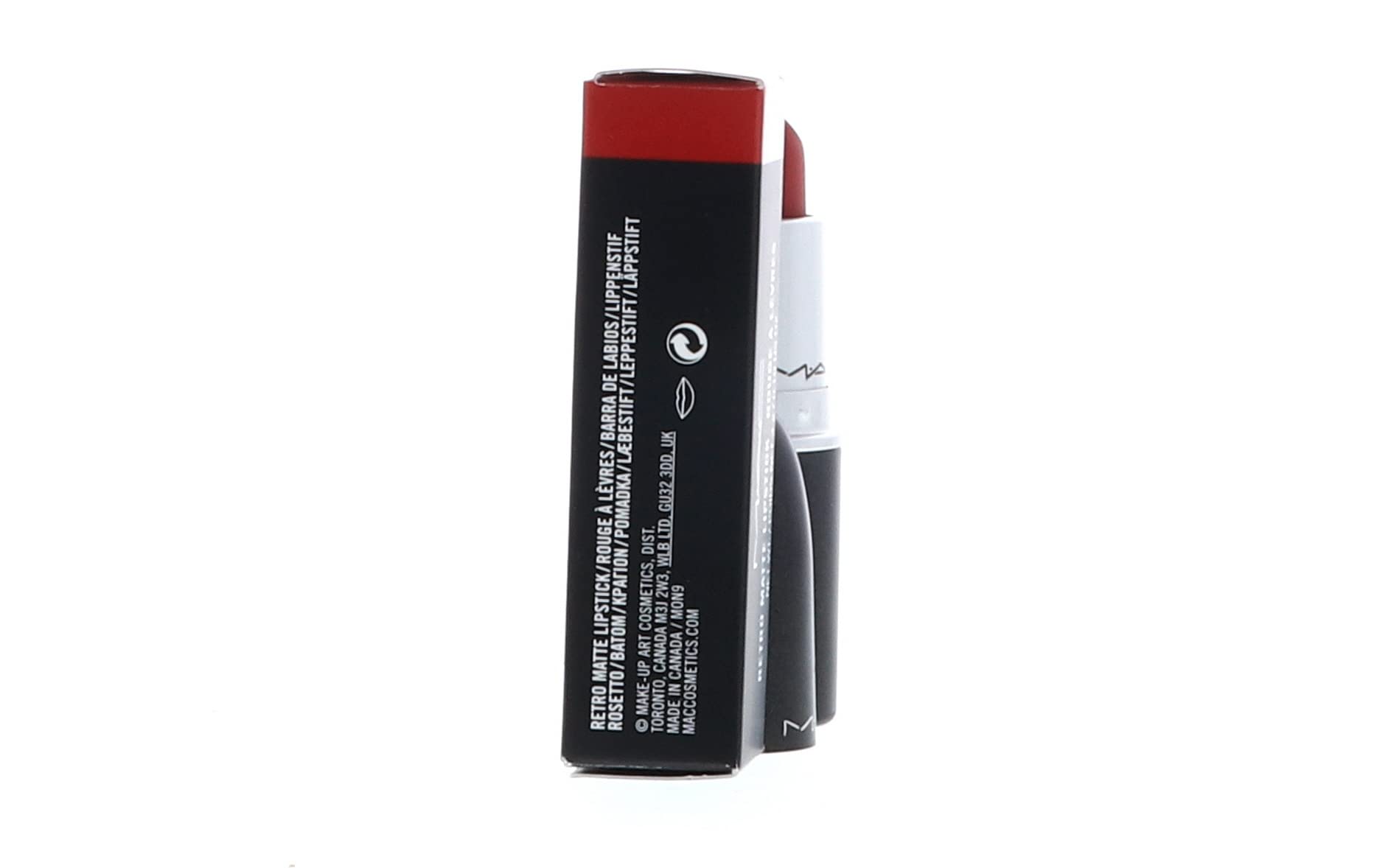 MAC Ruby Woo matte finish close-up reveals smooth texture for precise application.