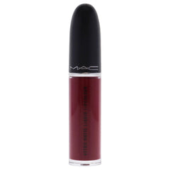 MAC Retro Matte Liquid Lip Colour Dance With Me swatch on skin reveals velvety liquid suede finish.