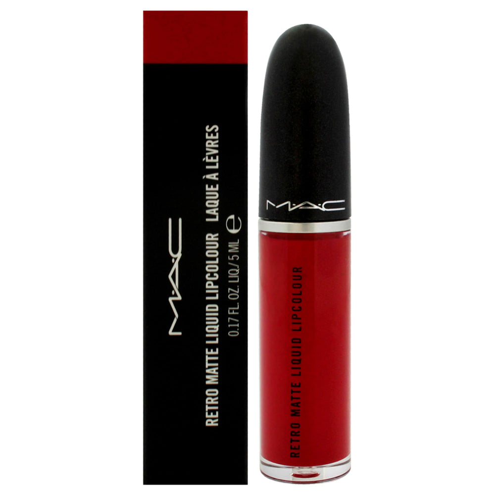 MAC Retro Matte Liquid Lipcolor Ruby Phew application shows a smooth whipped texture for even color