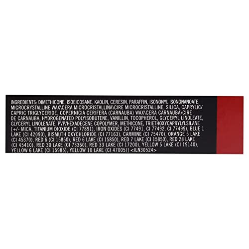 MAC Ruby Woo swatch on skin shows vibrant color payoff and classic red shade