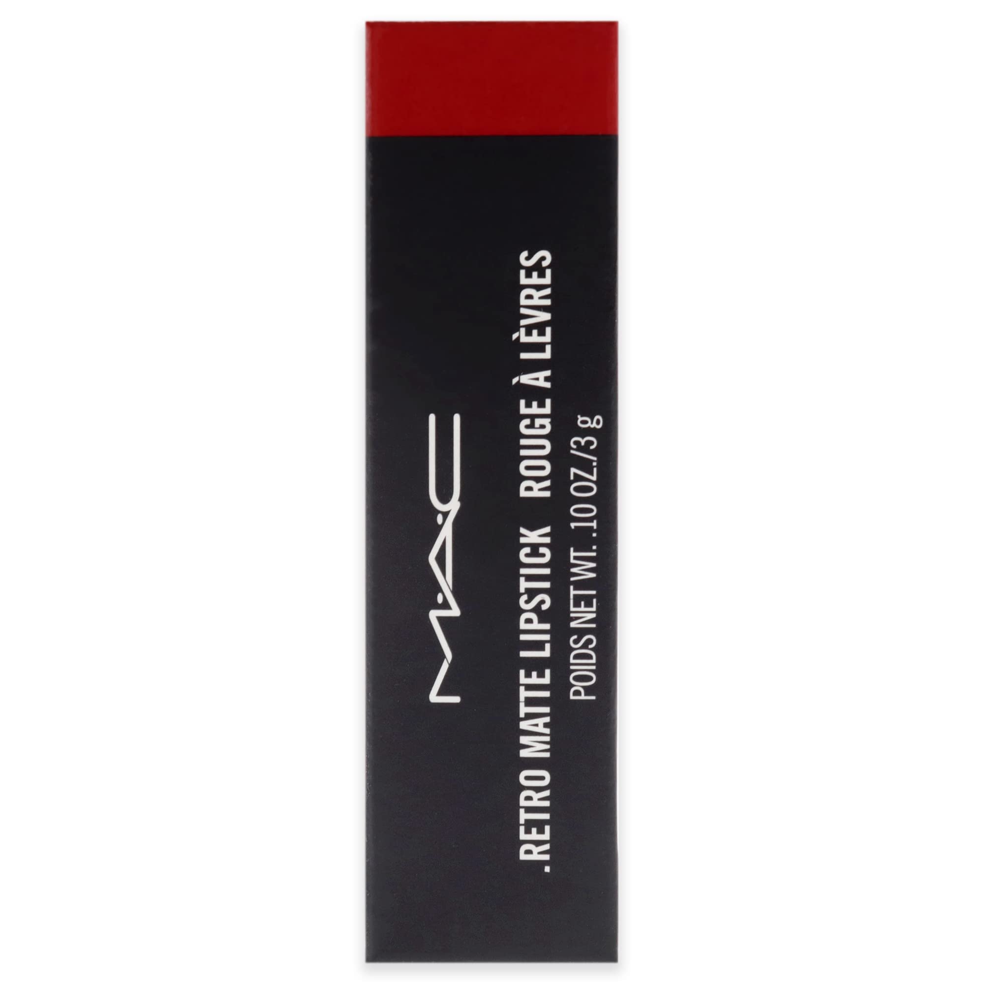 MAC Ruby Woo packaging shot conveys premium branding and gift-ready presentation.