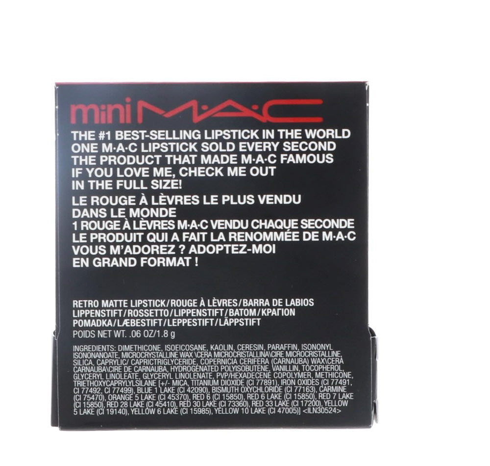 MAC Ruby Woo red lip color on lips for bold, day-to-night style.