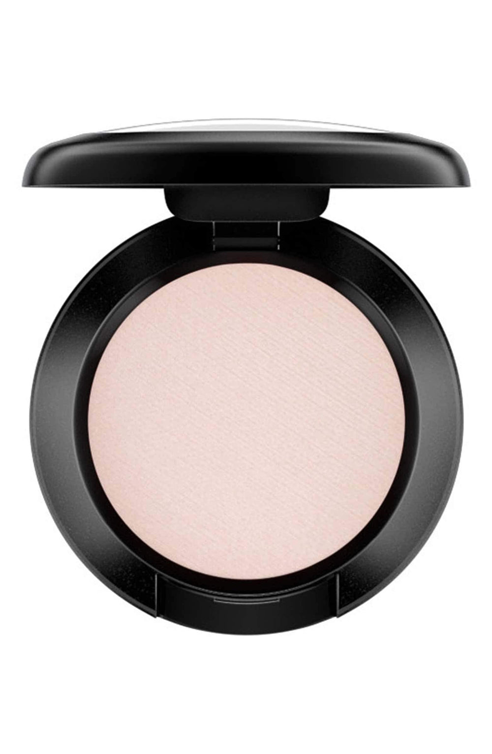 MAC Shroom eye shadow packaging shows a compact, portable color for on-the-go looks