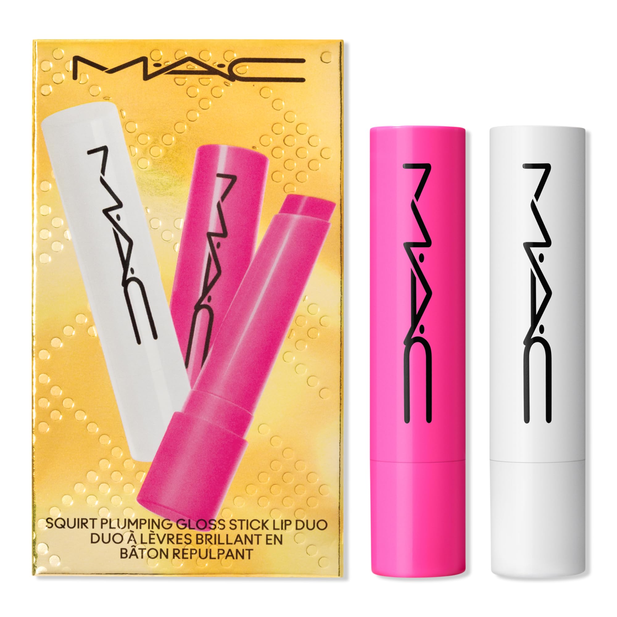 MAC Squirt gloss-stick duo packaging highlights on-the-go color.