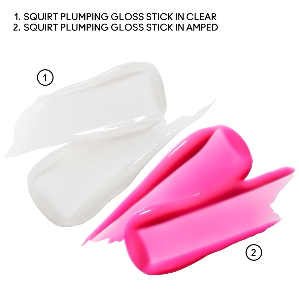 MAC Squirt gloss-stick on lip wear shows glossy color and plump look.