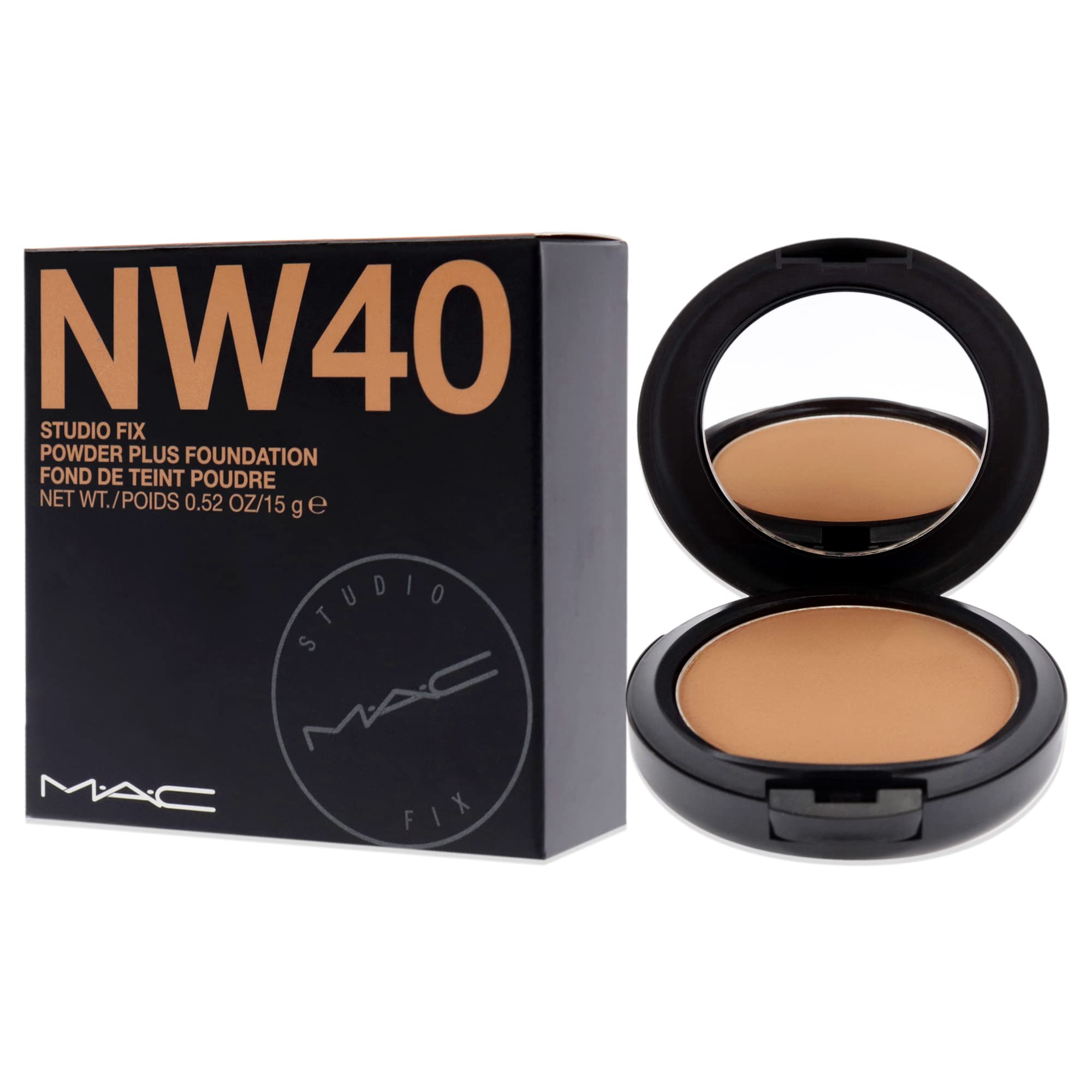 MAC Studio Fix Powder Plus Foundation NW40 included sponge for fuller coverage and easy application.